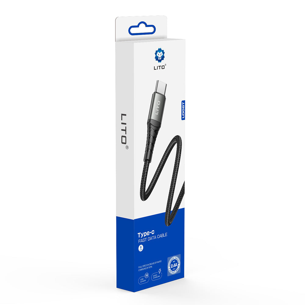 Daten- und Ladekabel USB-A - USB-C Lito LD22T, 18W, 2m, Schwarz