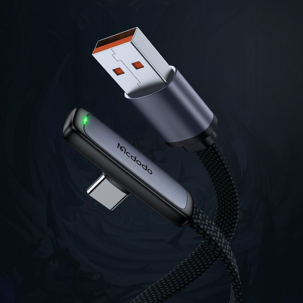 Daten- und Ladekabel USB-A - USB-C McDodo CA-3340 Angled, 100W, 1.2m, Schwarz