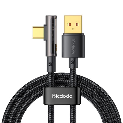 Daten- und Ladekabel USB-A - USB-C McDodo CA-3380 Angled, 100W, 1.2m, Schwarz
