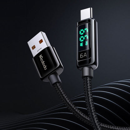 Daten- und Ladekabel USB-A - USB-C McDodo CA-8690 Display, 66W, 1.2m, Schwarz