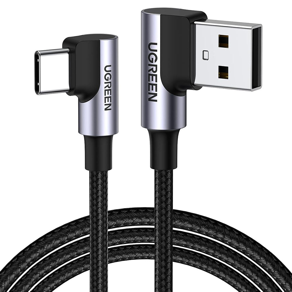 Câble de Données et de Charge USB-A - USB-C UGREEN US176 Angled, 18W, 3m, Gris