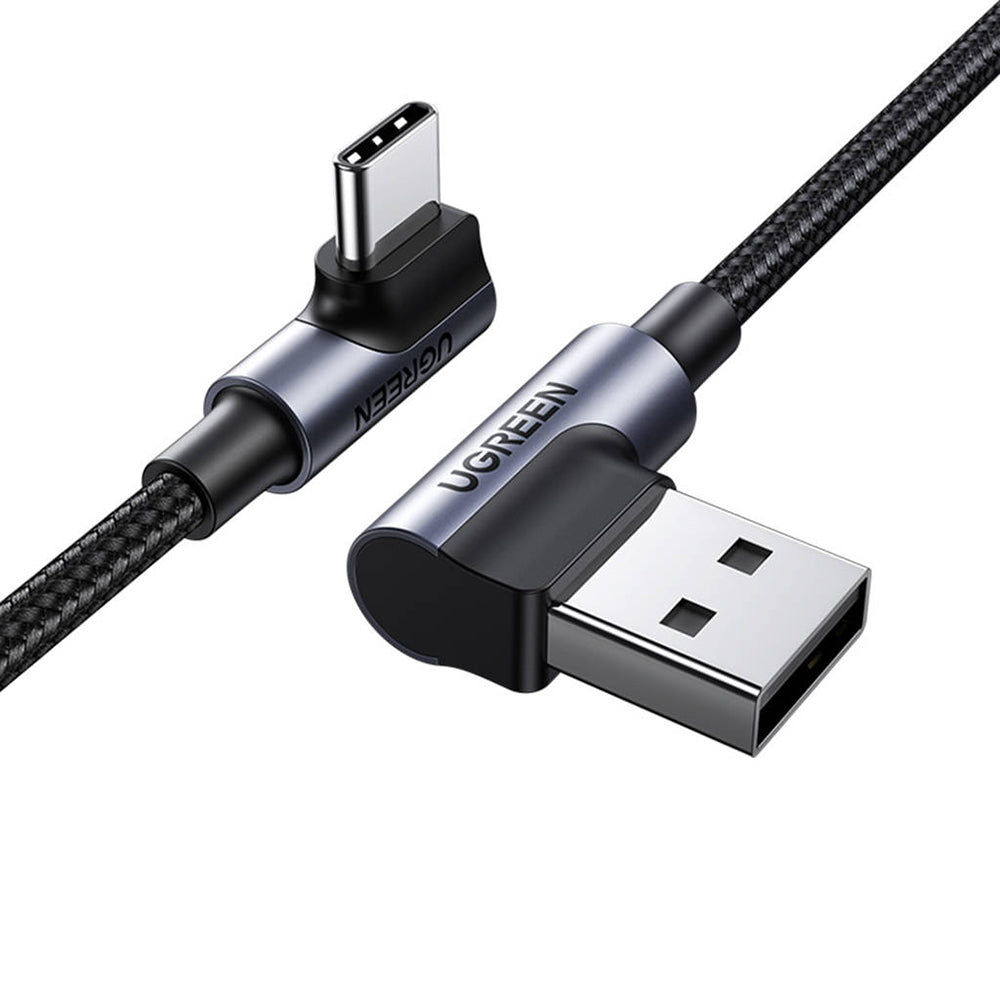 Câble de Données et de Charge USB-A - USB-C UGREEN US176 Angled, 18W, 3m, Gris