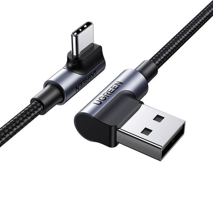 Câble de Données et de Charge USB-A - USB-C UGREEN US176 Angled, 18W, 3m, Gris