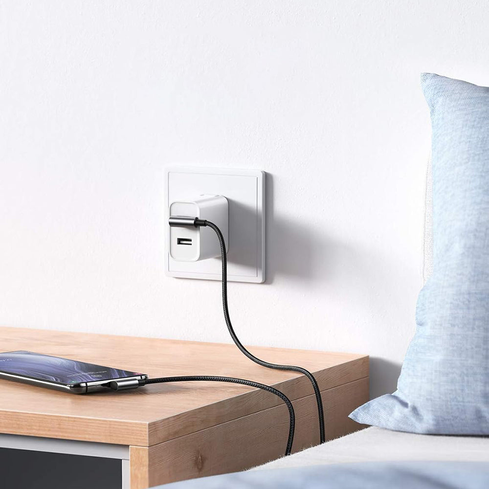 Câble de Données et de Charge USB-A - USB-C UGREEN US176 Angled, 18W, 3m, Gris