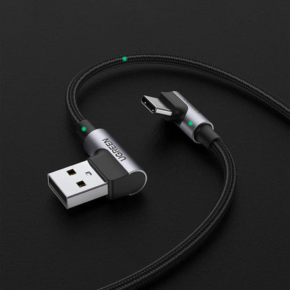 Câble de Données et de Charge USB-A - USB-C UGREEN US176 Angled, 18W, 3m, Gris