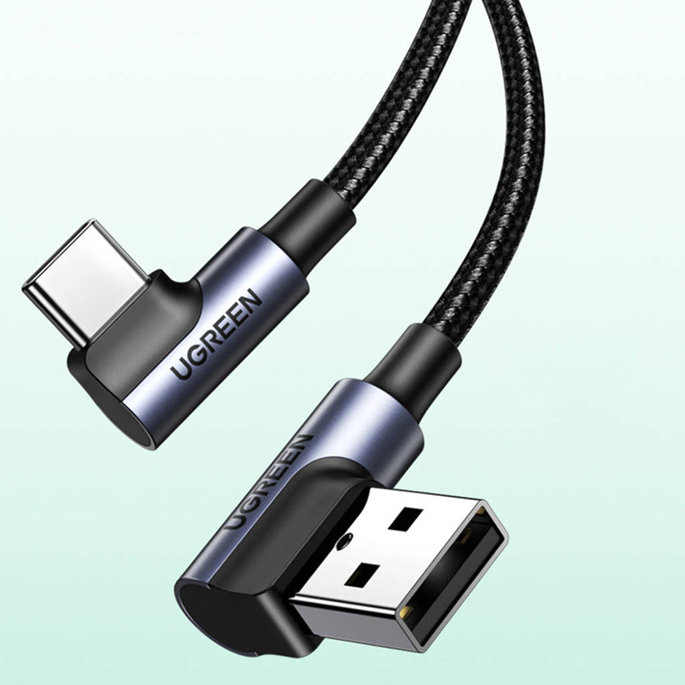Câble de Données et de Charge USB-A - USB-C UGREEN US176 Angled, 18W, 3m, Gris
