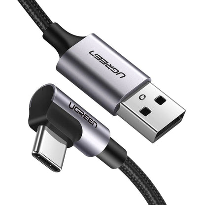 Câble de Données et de Charge USB-A - USB-C UGREEN US284 Angled, 18W, 0.5m, Gris