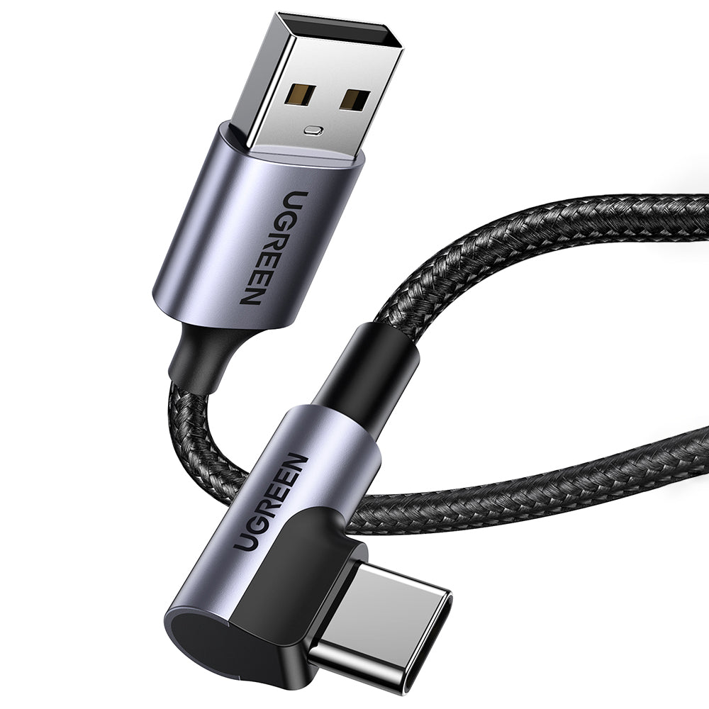 Câble de Données et de Charge USB-A - USB-C UGREEN US284 Angled, 18W, 0.5m, Gris