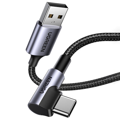 Câble de Données et de Charge USB-A - USB-C UGREEN US284 Angled, 18W, 0.5m, Gris