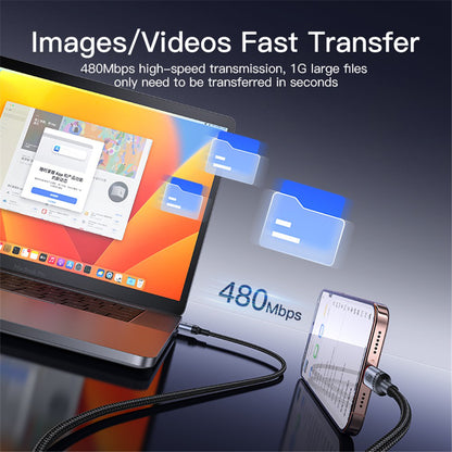 Câble de Données et de Charge USB-A - USB-C Yesido CA129C, 18W, 1.2m, Noir