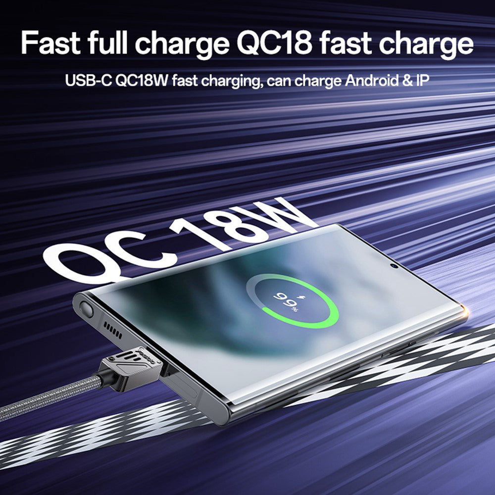 Daten- und Ladekabel USB-A - USB-C Yesido CA135C, 18W, 1.2m, Schwarz