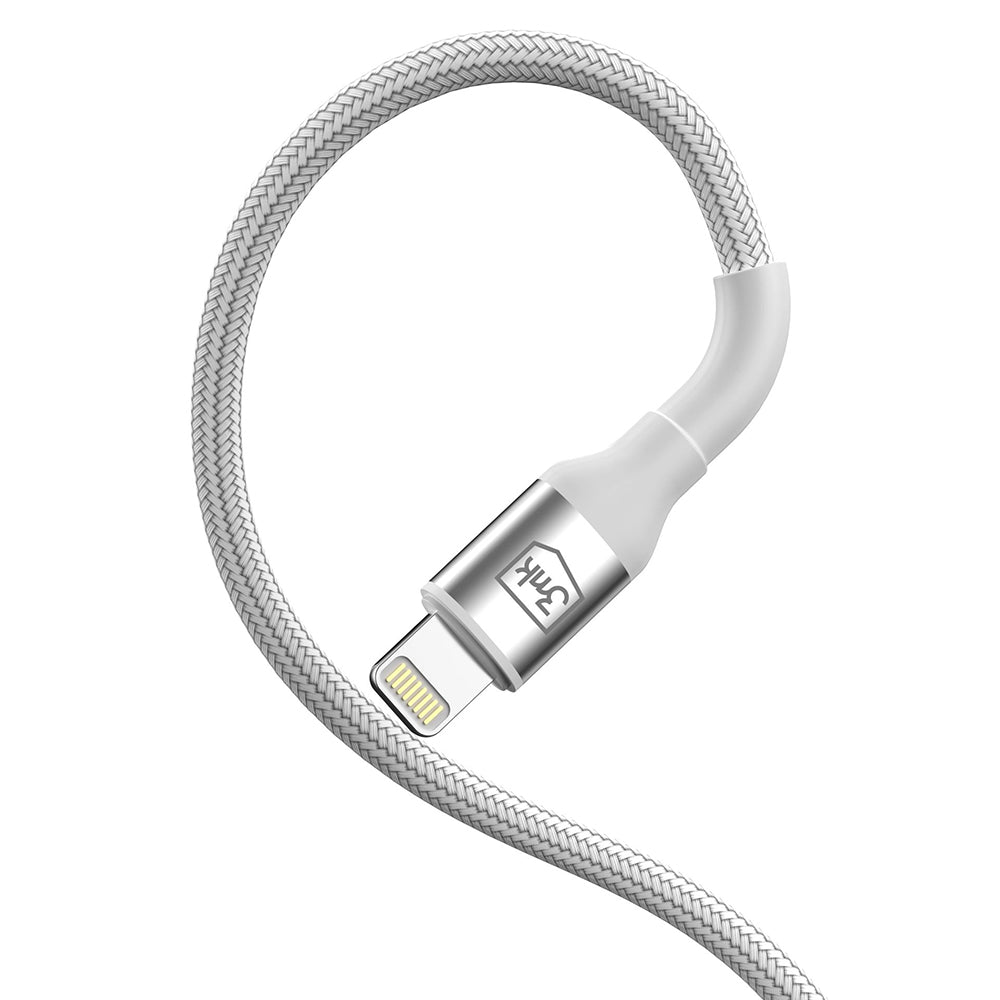 Câble de Données et de Charge USB-C - Lightning 3MK Hyper N, 20W, 1m, Blanc