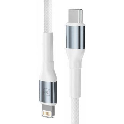 Câble de Données et de Charge USB-C - Lightning 3MK Hyper N, 20W, 1m, Blanc