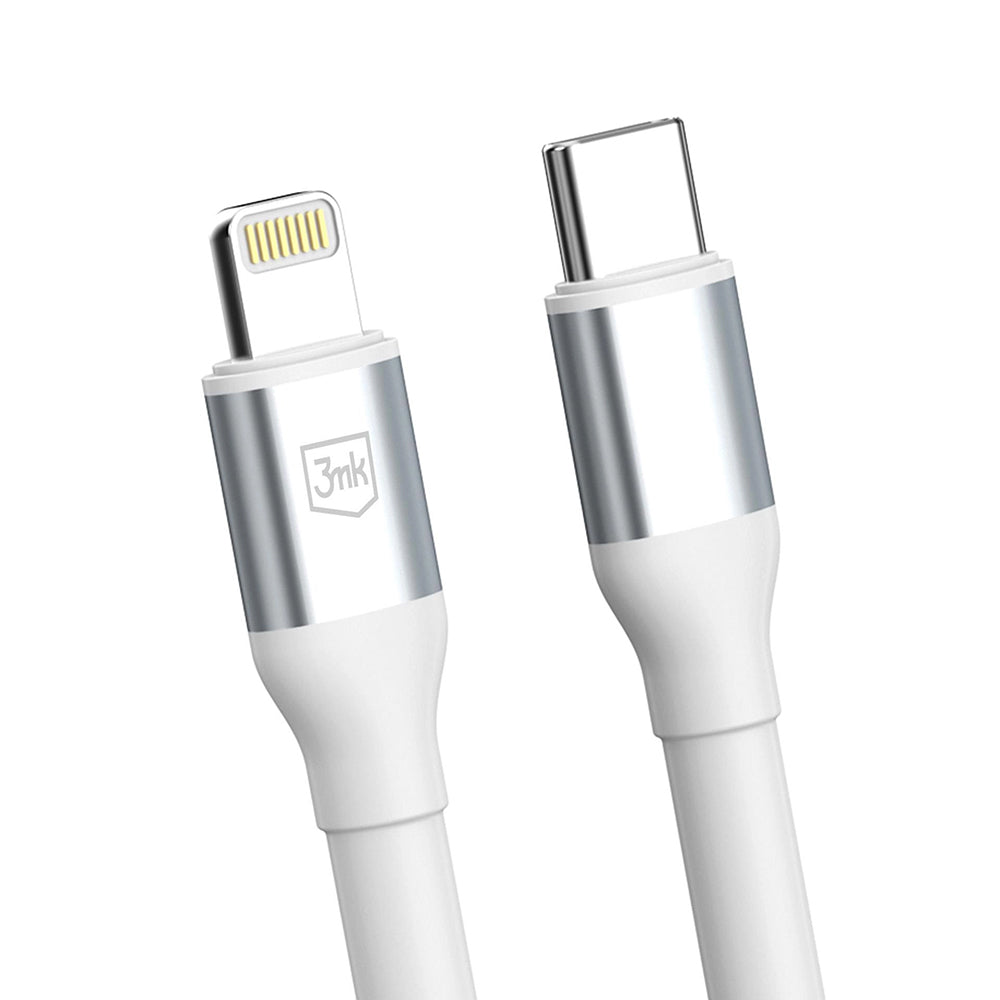 Câble de Données et de Charge USB-C - Lightning 3MK Hyper N, 20W, 1m, Blanc