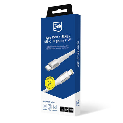 USB-C to Lightning Data and Charging Cable 3MK Hyper N, 27W, 1m, White