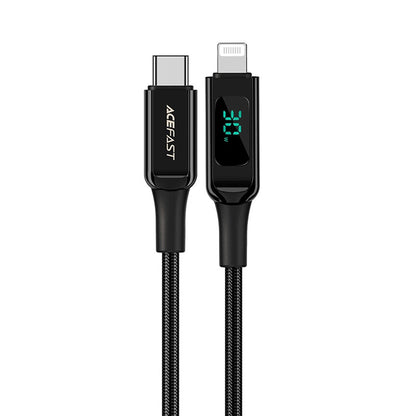 USB-C - Lightning Daten- und Ladekabel Acefast C6-01 Display, 20W, 1,2m, Schwarz