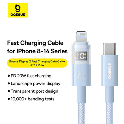 Daten- und Ladekabel USB-C - Lightning Baseus Display 2, 20W, 2m, Blau P10382703311-01
