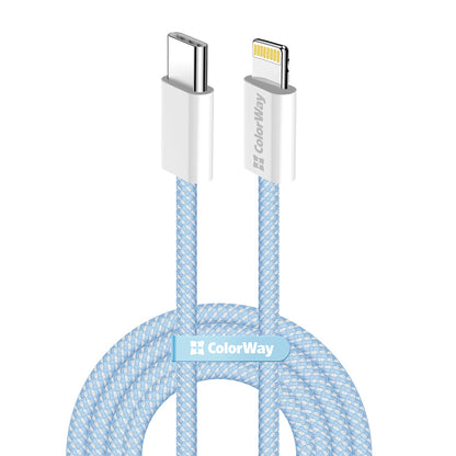 Câble de Données et de Charge USB-C - Lightning ColorWay CW-CBPDCL061, 27W, 1m, Bleu