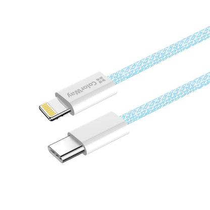 Câble de Données et de Charge USB-C - Lightning ColorWay CW-CBPDCL061, 27W, 1m, Bleu