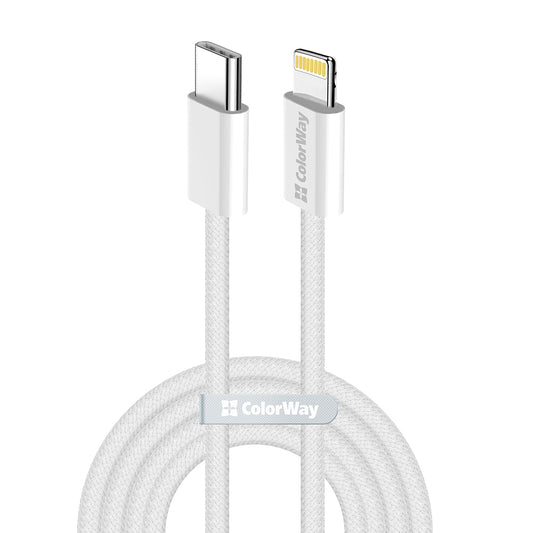 Câble de Données et de Charge USB-C - Lightning ColorWay CW-CBPDCL061, 27W, 1m, Gris