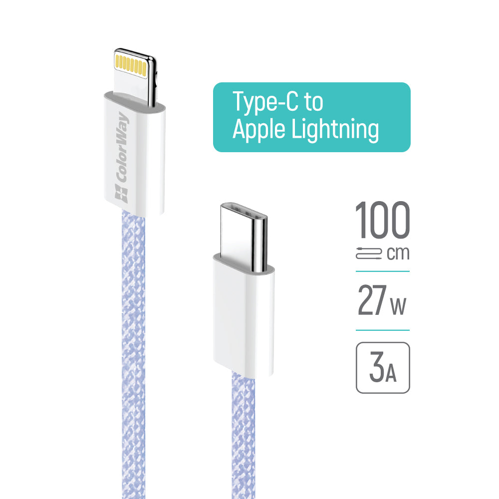 USB-C - Lightning Daten- und Ladekabel ColorWay CW-CBPDCL061, 27W, 1m, Lila