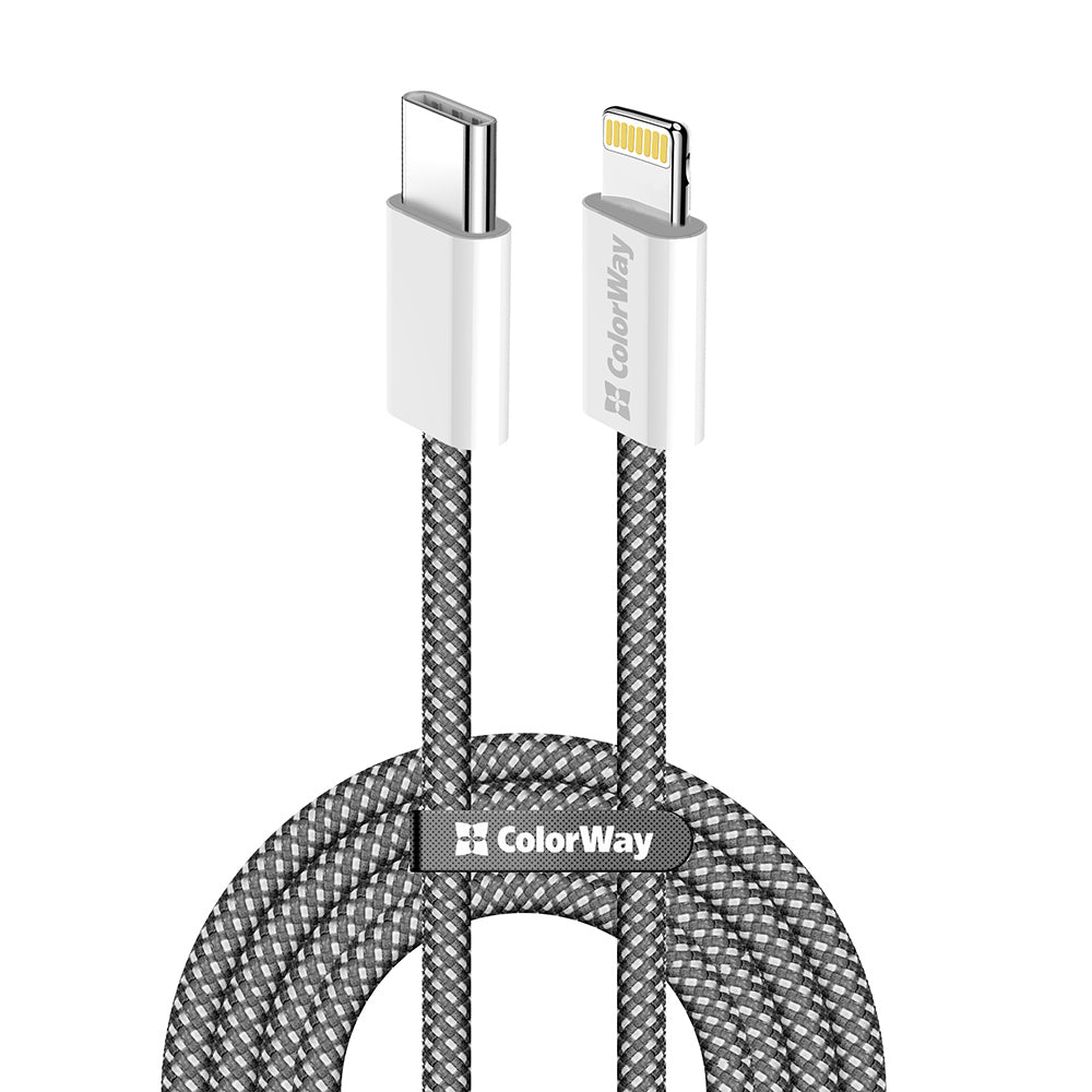 Câble de Données et de Charge USB-C - Lightning ColorWay CW-CBPDCL061, 27W, 1m, Noir