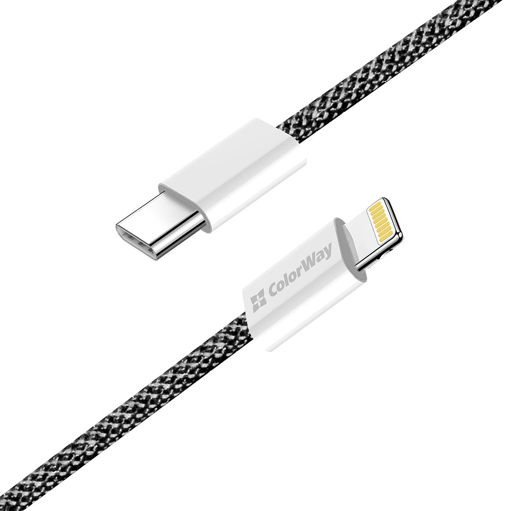 Câble de Données et de Charge USB-C - Lightning ColorWay CW-CBPDCL061, 27W, 1m, Noir