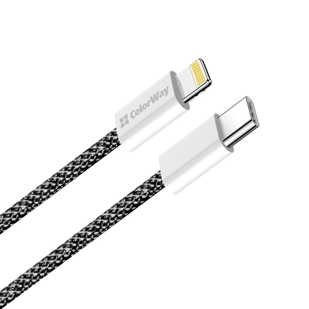 Câble de Données et de Charge USB-C - Lightning ColorWay CW-CBPDCL061, 27W, 1m, Noir