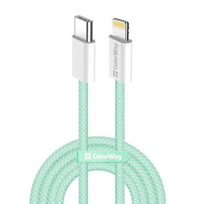 Câble de Données et de Charge USB-C - Lightning ColorWay CW-CBPDCL061, 27W, 1m, Vert