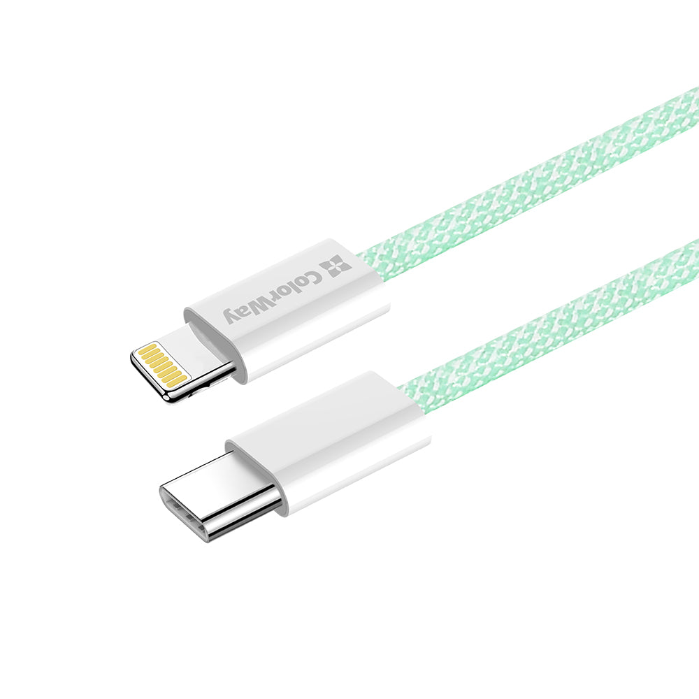 Câble de Données et de Charge USB-C - Lightning ColorWay CW-CBPDCL061, 27W, 1m, Vert