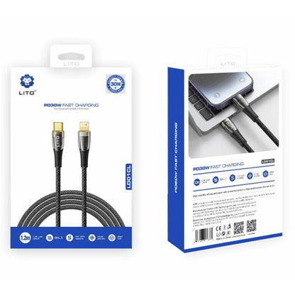 Câble de Données et de Charge USB-C - Lightning Lito LD01, 27W, 1.2m, Noir