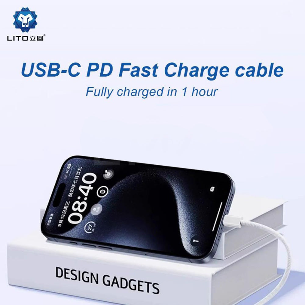 Daten- und Ladekabel USB-C - Lightning Lito LD04CL, 27W, 2m, Weiß