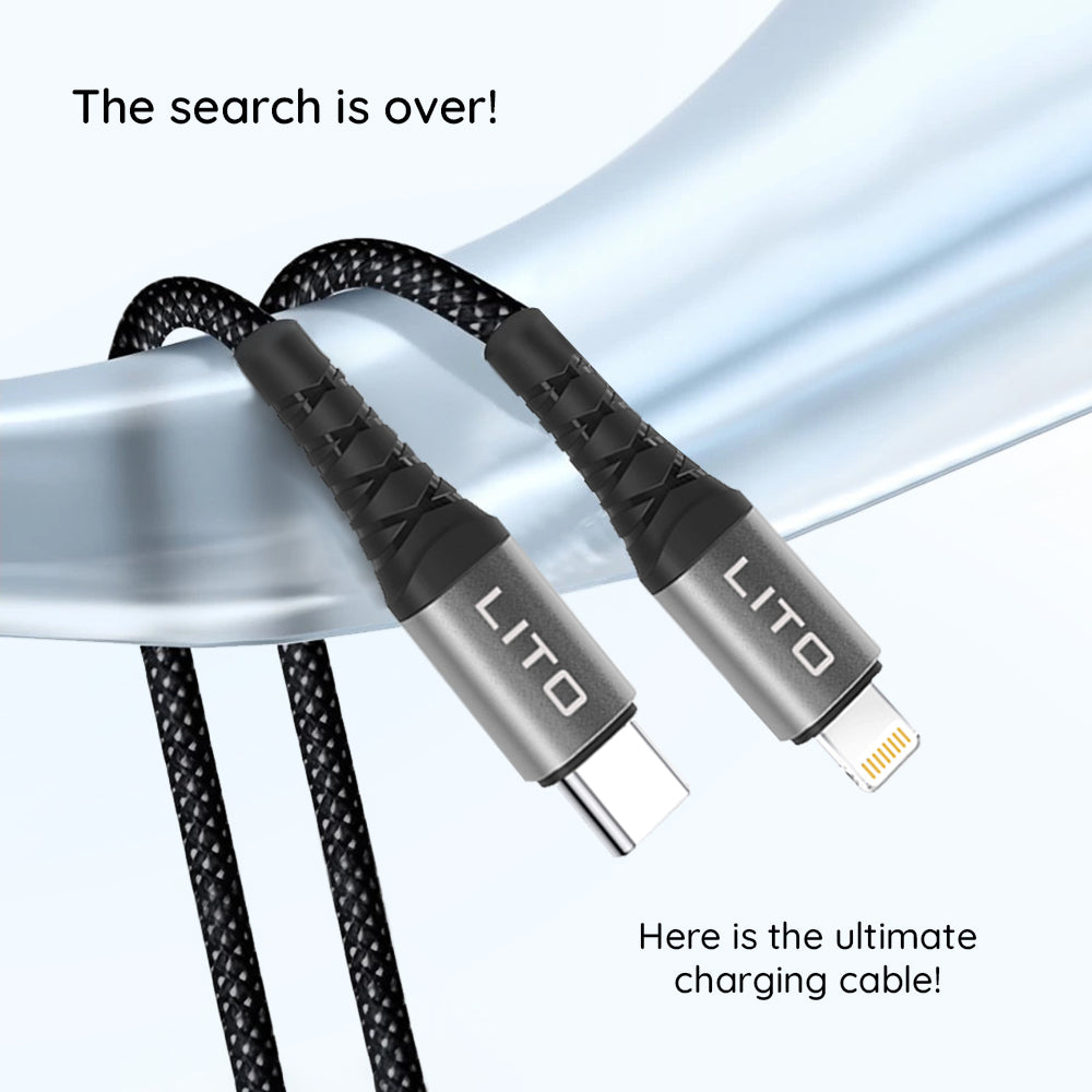 Daten- und Ladekabel USB-C - Lightning Lito LD08CL, 27W, 1m, Schwarz