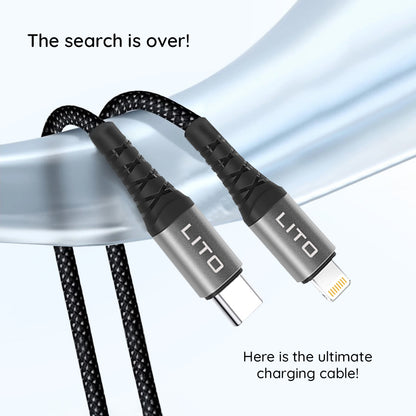 Daten- und Ladekabel USB-C - Lightning Lito LD08CL, 27W, 1m, Schwarz