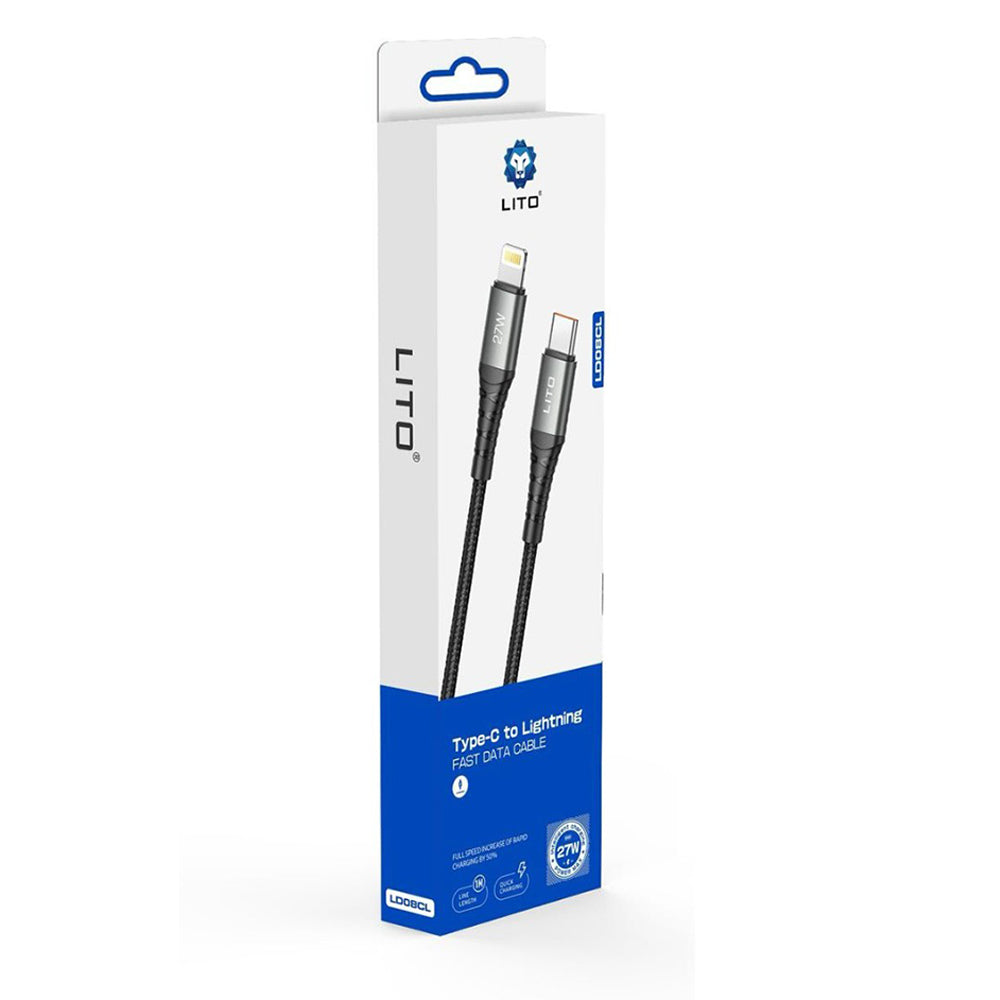 Daten- und Ladekabel USB-C - Lightning Lito LD08CL, 27W, 1m, Schwarz