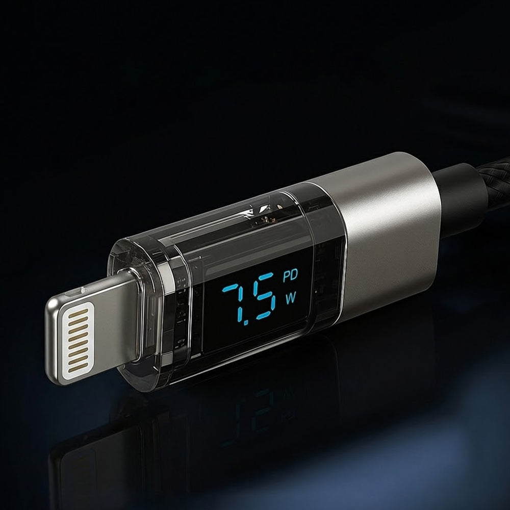 Câble de Données et de Charge USB-C - Lightning Lito LD09CL Display, 36W, 1.2m, Noir
