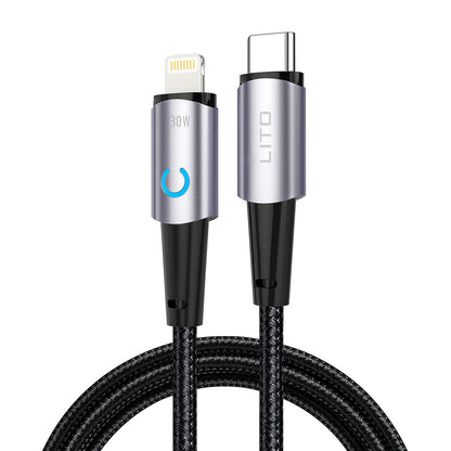 Câble de Données et de Charge USB-C - Lightning Lito LD10CL, 30W, 1m, Noir