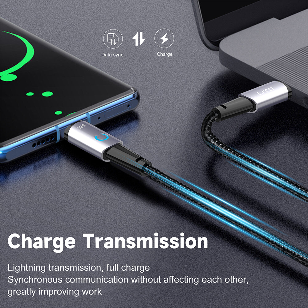 Câble de Données et de Charge USB-C - Lightning Lito LD10CL, 30W, 1m, Noir