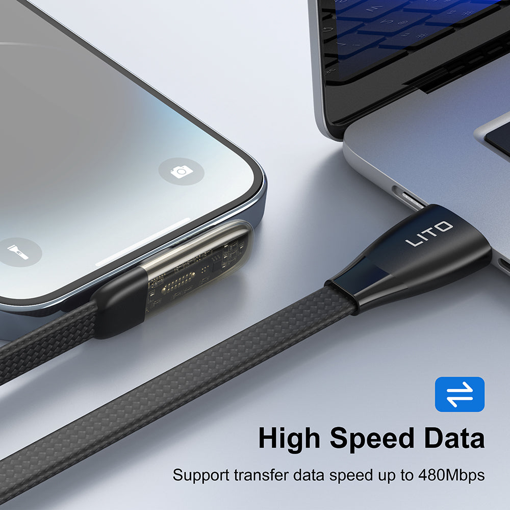 USB-C - Lightning Lade- und Datenkabel Lito LD11CL, 30W, 1m, Schwarz