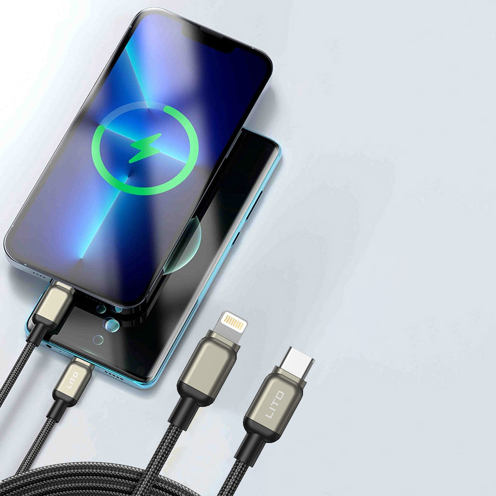 Daten- und Ladekabel USB-C - Lightning Lito LD17, 20W, 1m, Schwarz