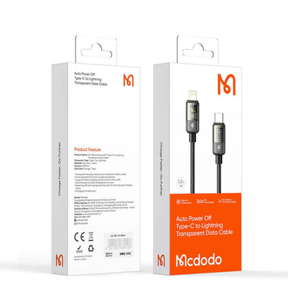 Câble de Données et de Charge USB-C - Lightning McDodo CA-3160 Auto Power Off, 36W, 1.2m, Noir