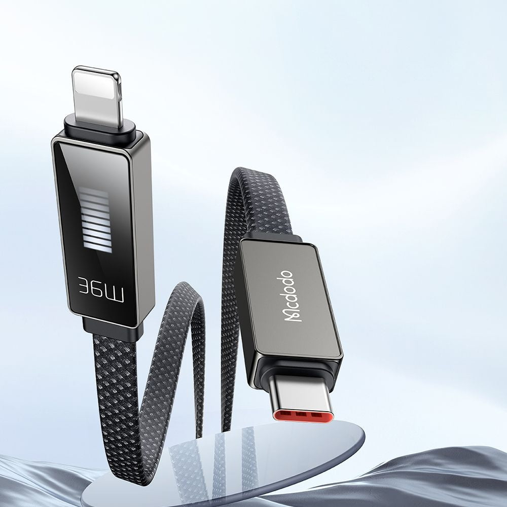 Câble de Données et de Charge USB-C - Lightning McDodo CA-4960 Rythm Display, 36W, 1.2m, Noir