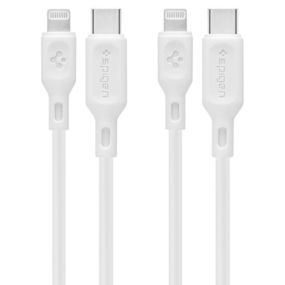Câble de Données et de Charge USB-C - Lightning Spigen Durasync, 20W, 1m, Blanc, Lot de 2 pièces