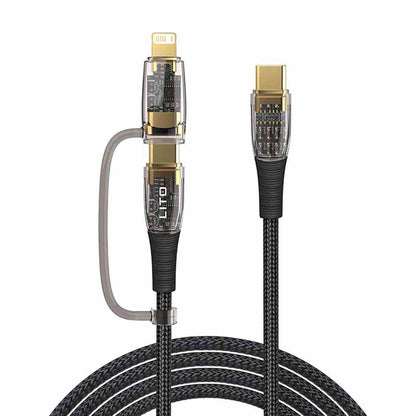 USB-C - Lightning / USB-C Lito LD12 Daten- und Ladekabel, 60W, 1.2m, Schwarz