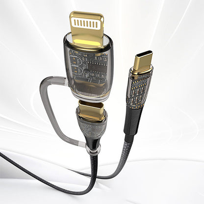 USB-C - Lightning / USB-C Lito LD12 Daten- und Ladekabel, 60W, 1.2m, Schwarz