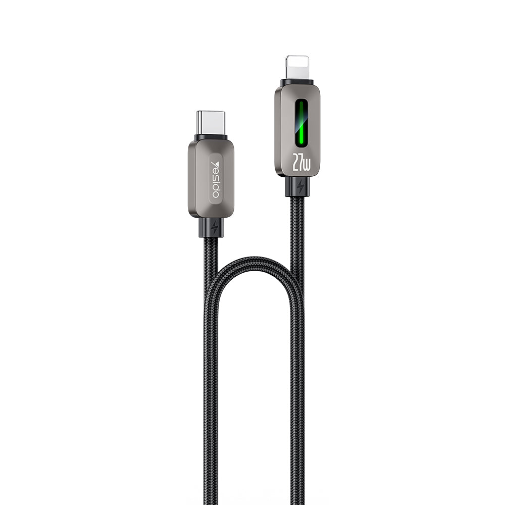 USB-C - Lightning Daten- und Ladekabel Yesido CA199, 27W, 1,2m, Schwarz