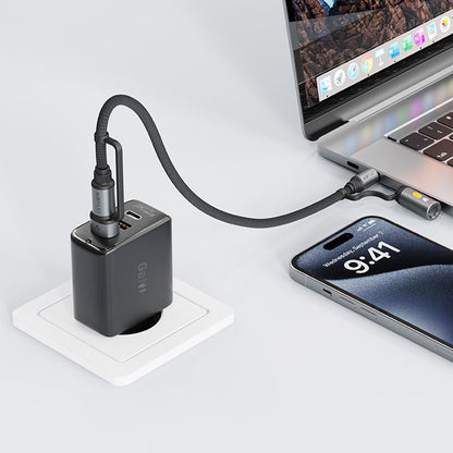 Câble de Données et de Charge USB-C / USB-A - USB-C / Briquet Acefast J6, 60W, 1.2m, Noir