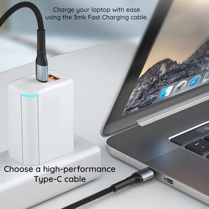 Daten- und Ladekabel USB-C - USB-C 3MK Hyper Thunderbolt 4, 240W, 1m, Schwarz