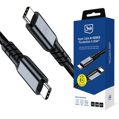 USB-C Data and Charging Cable - USB-C 3MK Hyper N Thunderbolt 4, 240W, 2m, Black