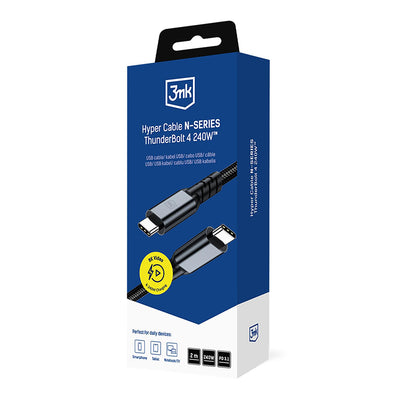 USB-C Data and Charging Cable - USB-C 3MK Hyper N Thunderbolt 4, 240W, 2m, Black